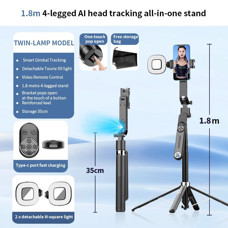 Q 515 TK Auto Face Tracking AI Gimble Selfie Stick Tripod - Image 6