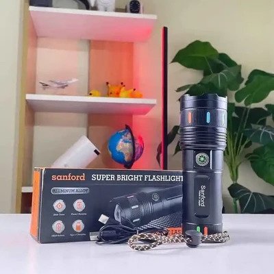 Powerful Aluminium Alloy Flashlight Sanford – 10000+mAh Rechargeable White Laser LED Torch - Image 3