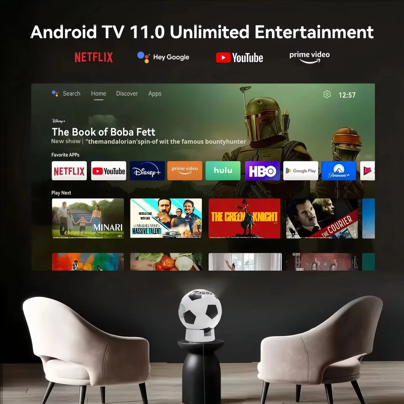 Football Projector-Android 11 LED Portable Smart Multimedia Projector - Image 6