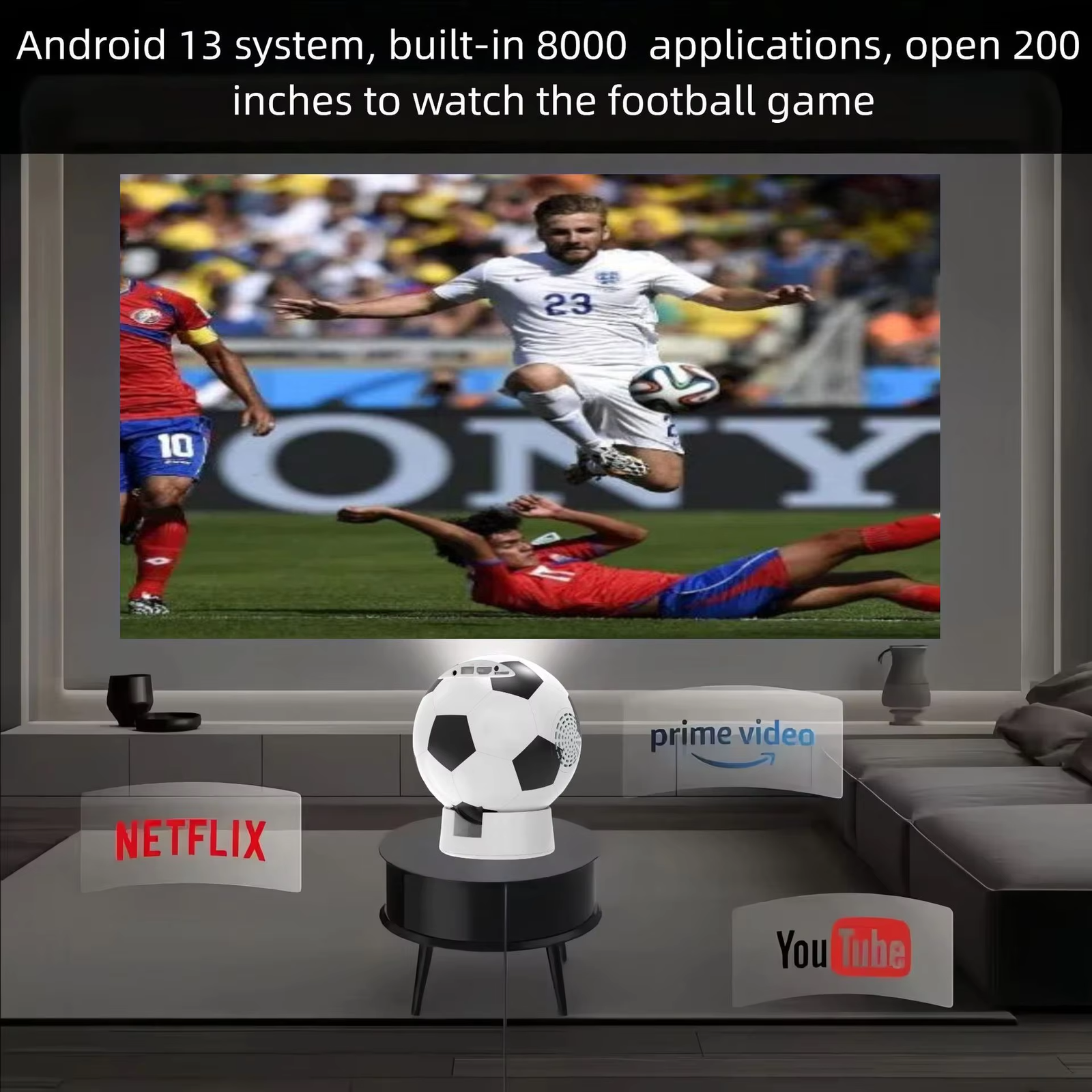 Football Projector-Android 11 LED Portable Smart Multimedia Projector - Image 5