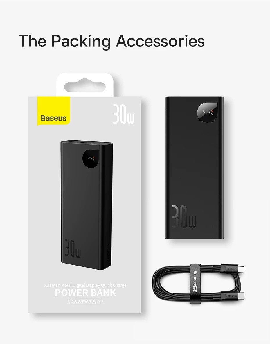 Baseus Adaman 22.5W 20000mAh Metal Digital Display Quick Charge Power Bank - Image 4