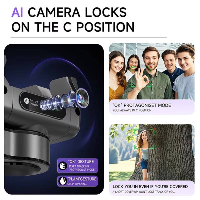 C22 AI Smart Selfie Stick Tripod & Auto Tracking Gimbal - Image 5