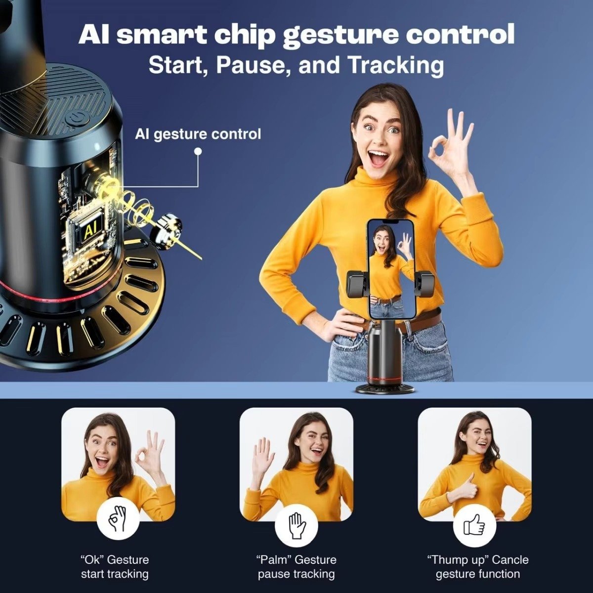 Q02 Face Tracking Phone Holder 360° Smart AI Face Recognition - Image 2