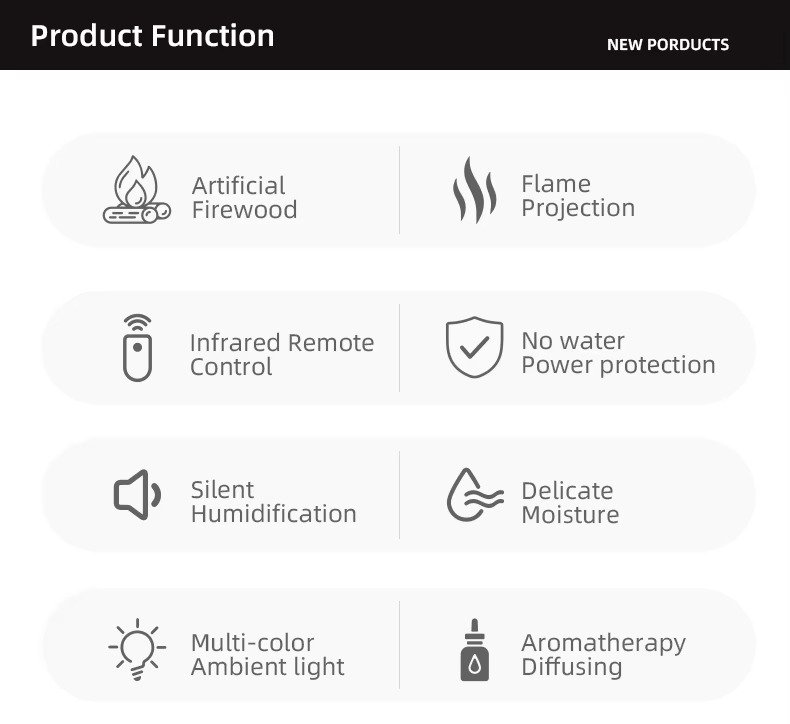 Premium 3D Charcoal Fireplace Humidifier with Remote Control - Image 8