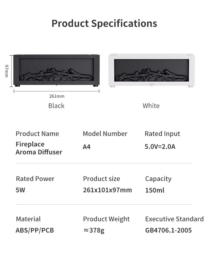 Premium 3D Charcoal Fireplace Humidifier with Remote Control - Image 9