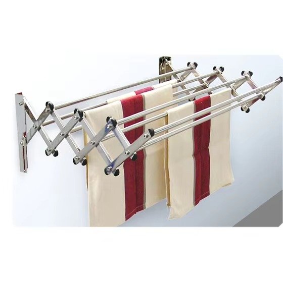 8 Layer Folding Stainless Steel Drying Rack Wall Mount Hanger