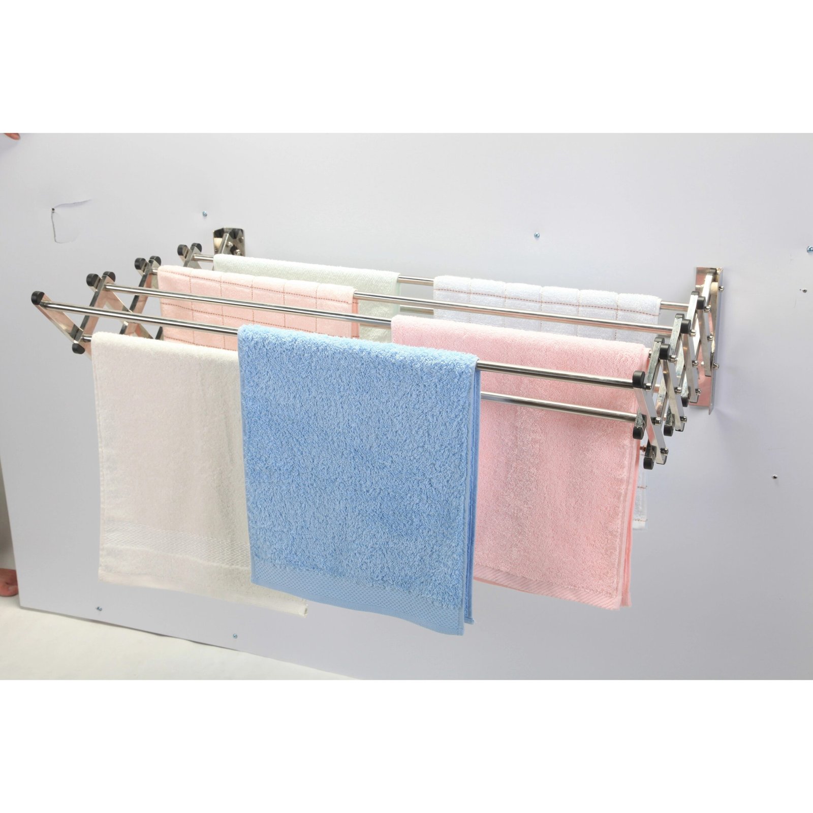 8 Layer Folding Stainless Steel Drying Rack Wall Mount Hanger - Image 6