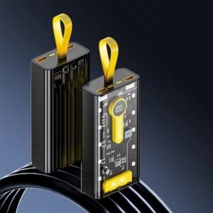 20000mAh PD 66 W Fast Charging Transparent Power Bank with Built-in Cables