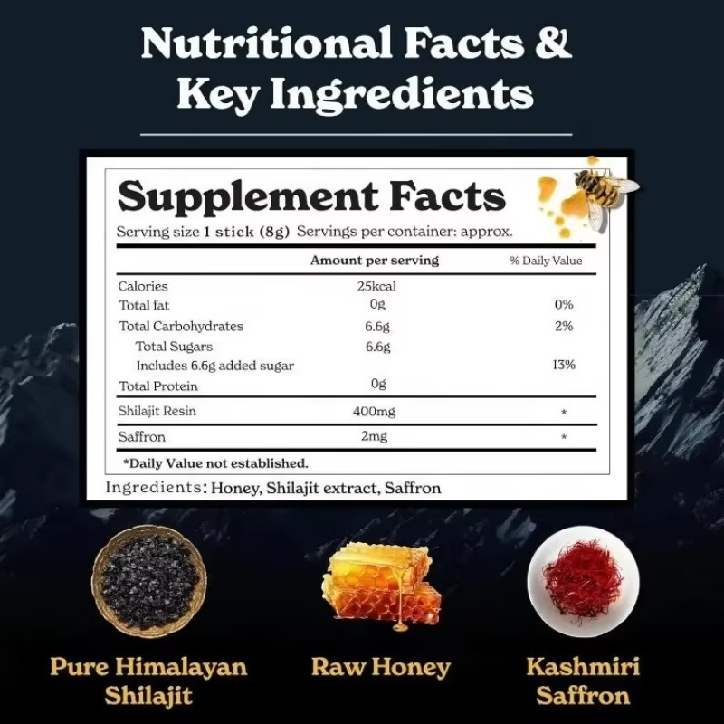Himalayan Shilajit Sticks With Organic Honey, Saffron - Image 6