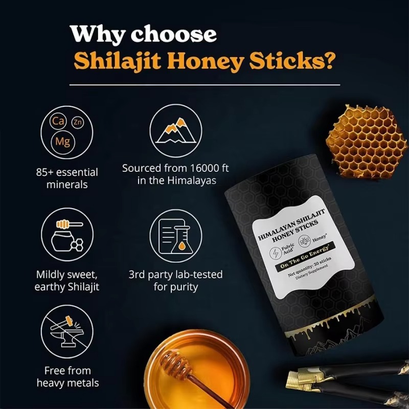 Himalayan Shilajit Sticks With Organic Honey, Saffron - Image 7