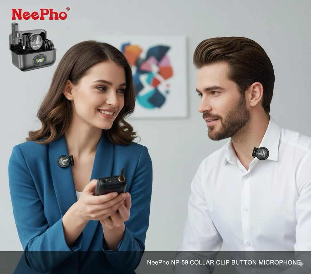 NeePho NP-59 Wireless Collar Clip Button Microphone - Image 5