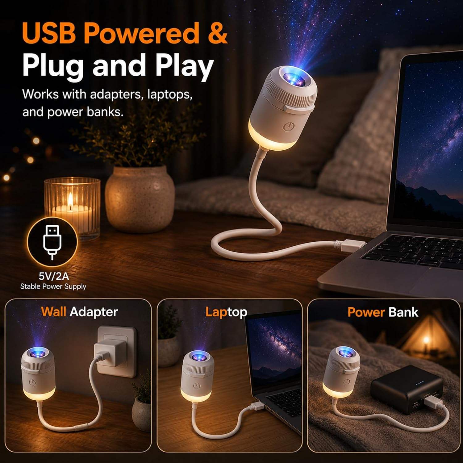 12 Film USB 2-in-1 Starry Sky Projection Night Light - Image 4