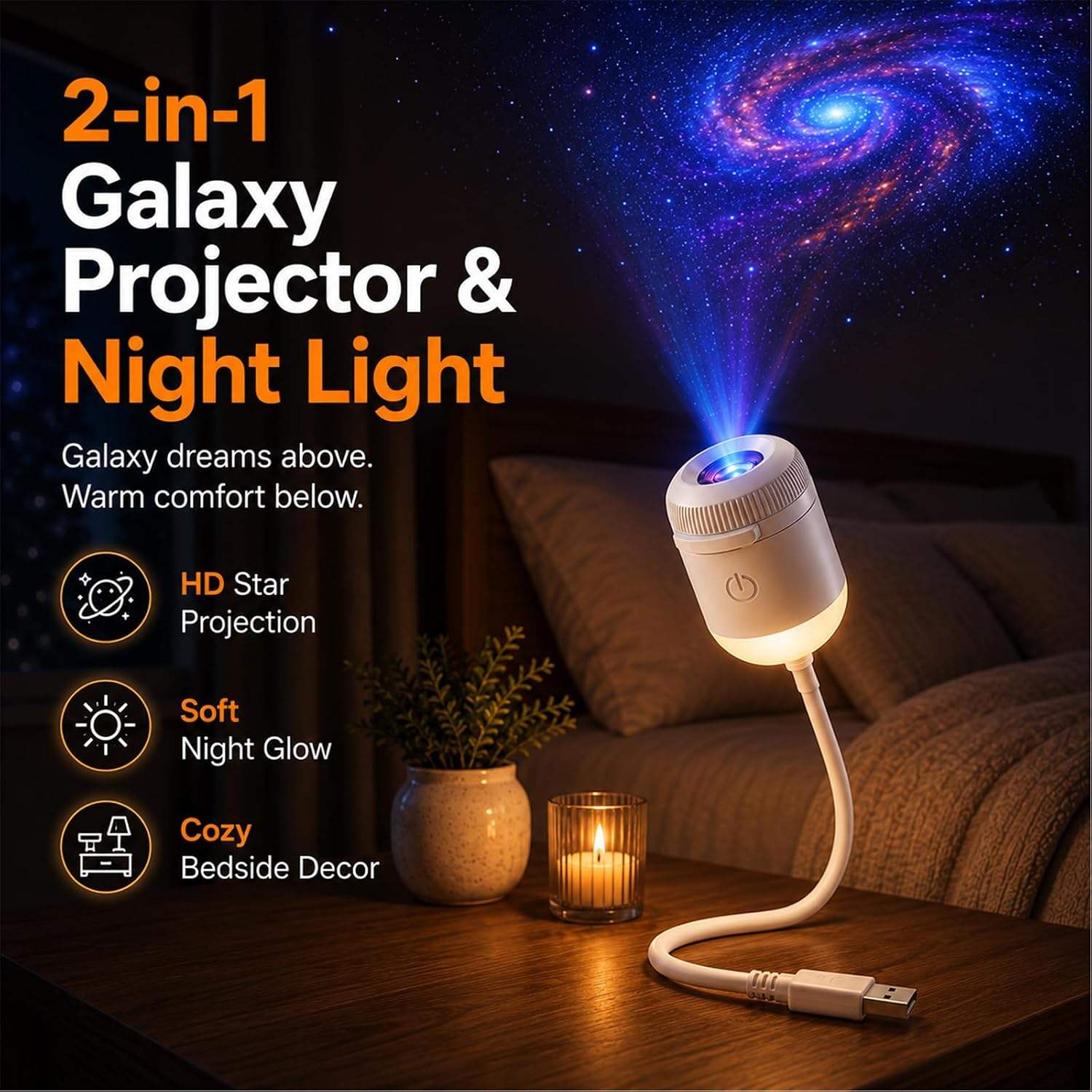 12 Film USB 2-in-1 Starry Sky Projection Night Light - Image 3